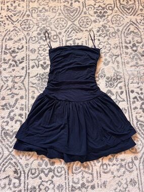 blue dress garage | Dresses | Garage Navy Strapless Skater cold Imported 1990s Black Empire Waist Color:Black Purple EVENING GOWNS Halter neck
